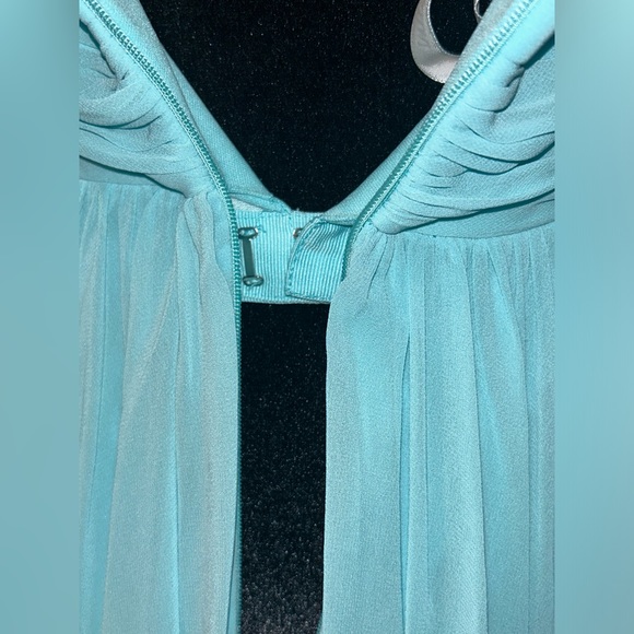 David’s Bridal Strapless Chiffon High Low Dress Size 4 Women’s Blue Beaded - Picture 9 of 13